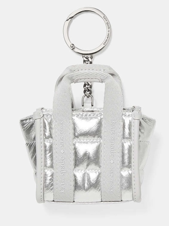 kate spade Handbags - kate spade NWT! Metallic Silver Kip Puffy Micro Bag Charm